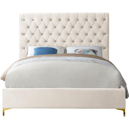 Meridian Cruz Cream Velvet Full Bed
