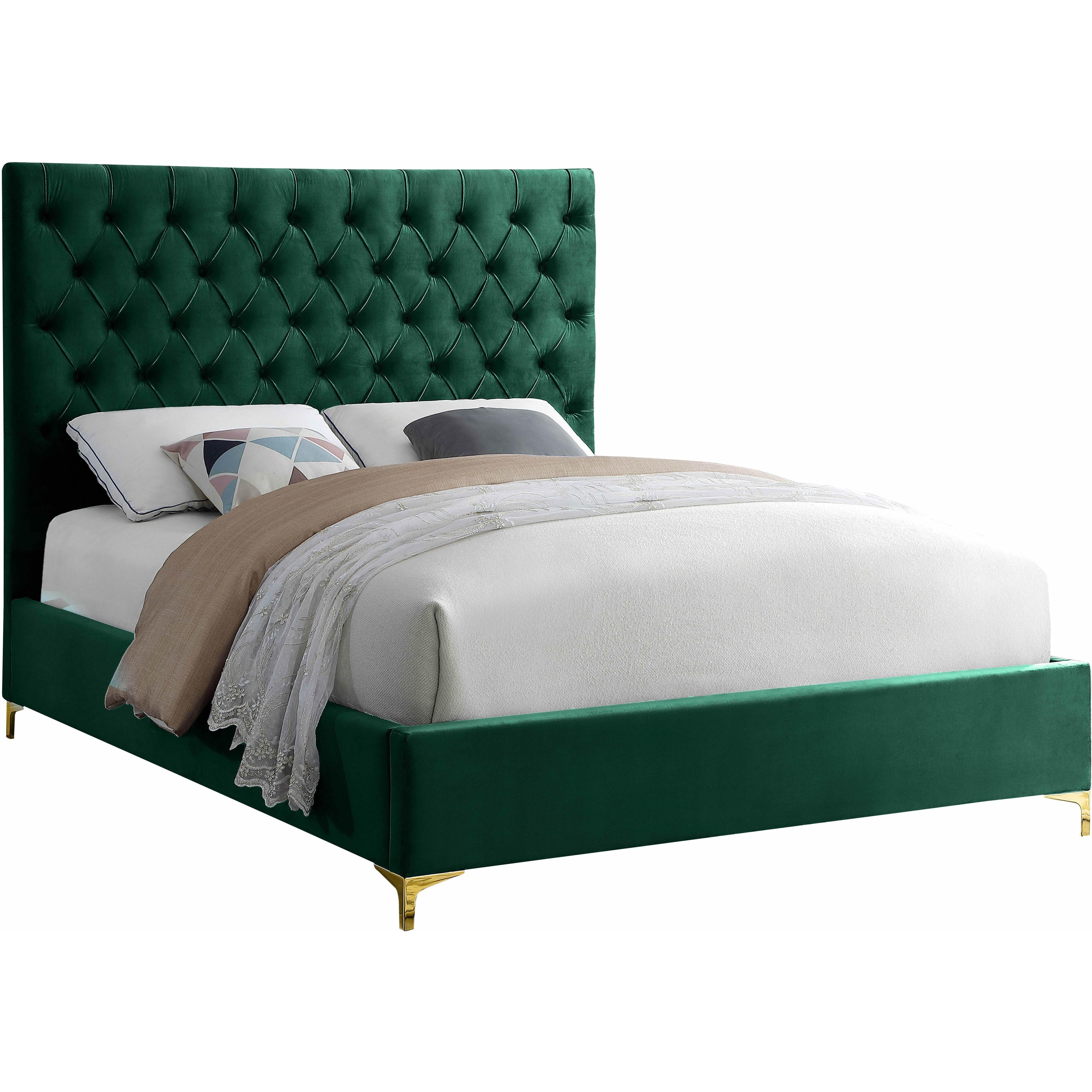 Meridian Cruz Green Velvet Full Bed