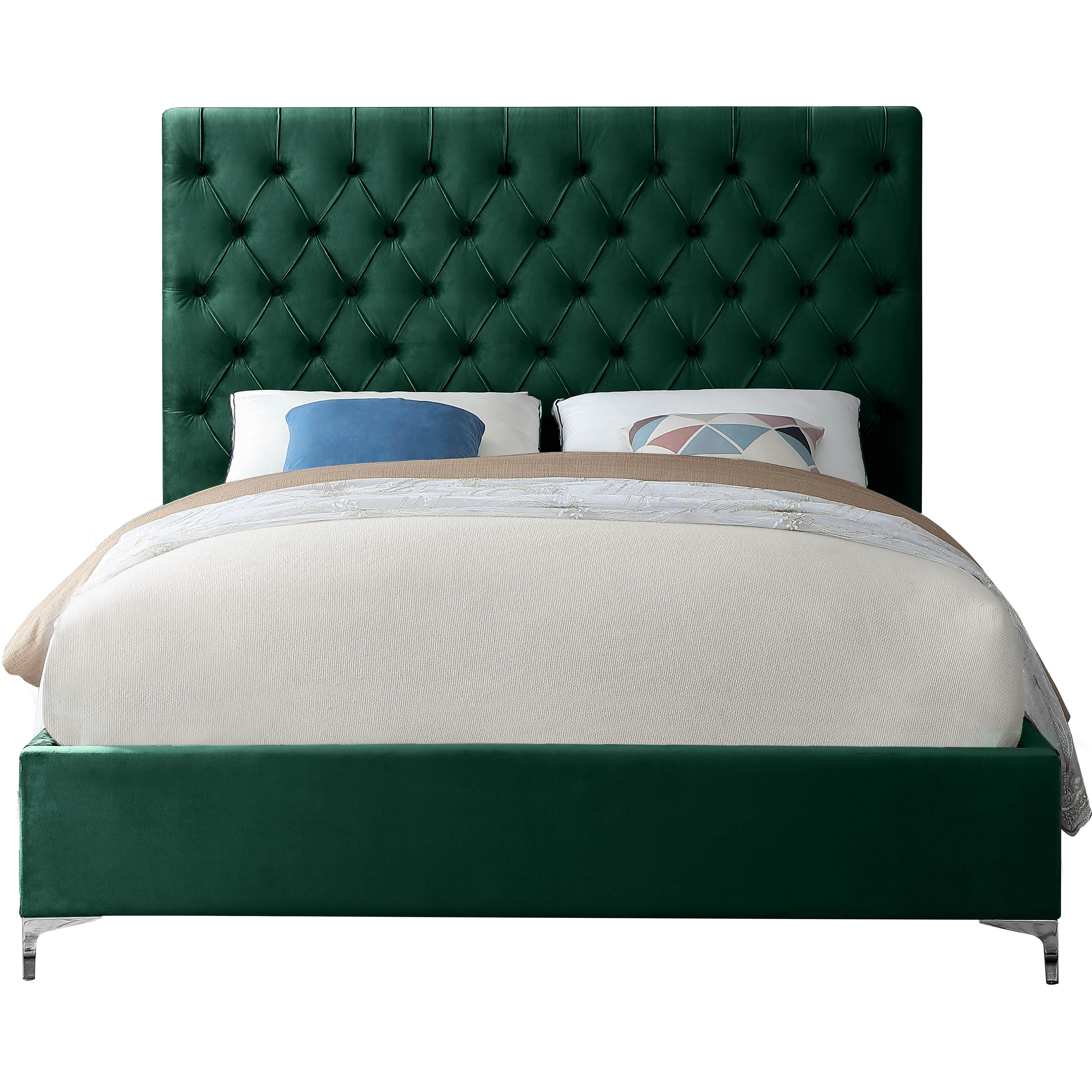 Meridian Cruz Green Velvet Full Bed