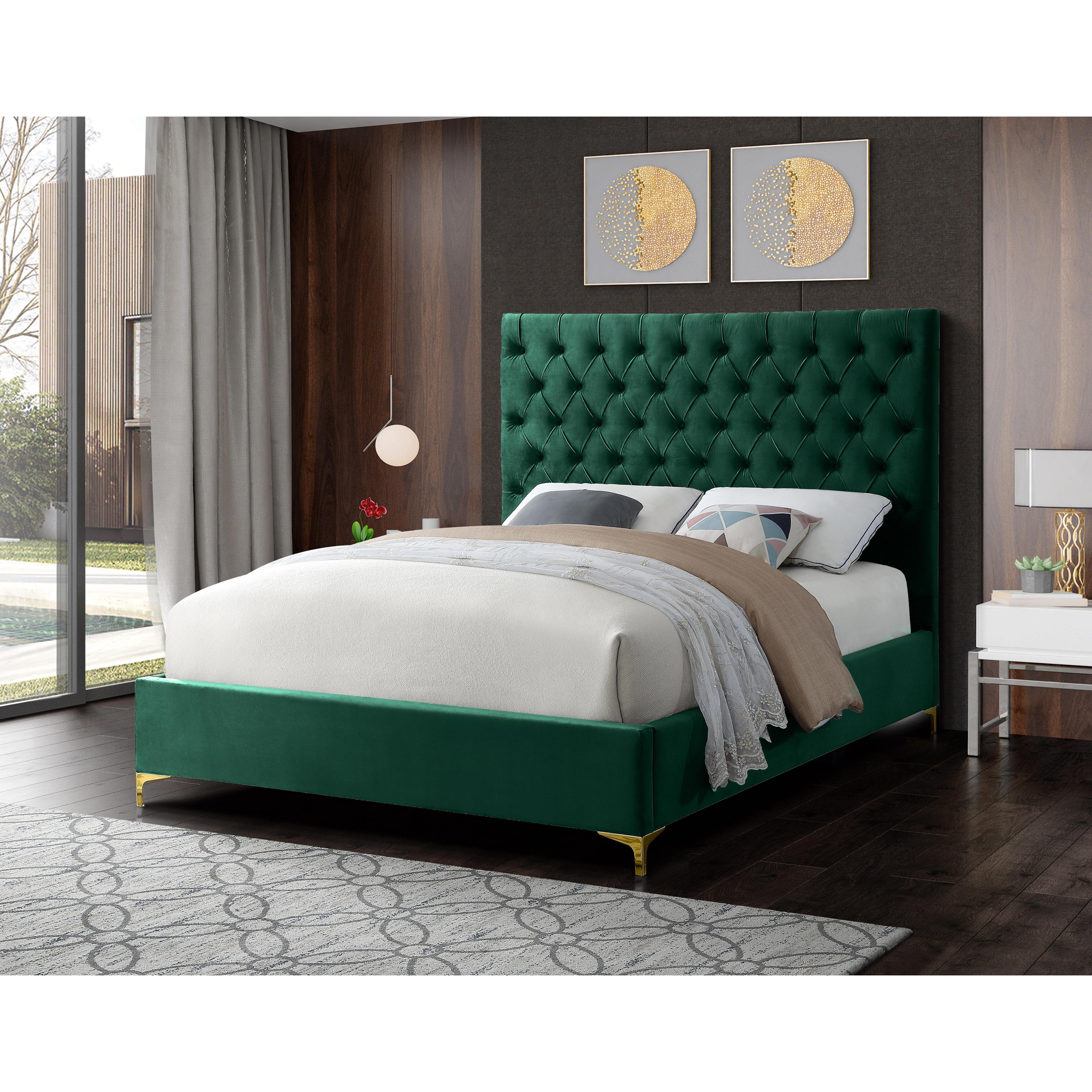 Meridian Cruz Green Velvet Full Bed