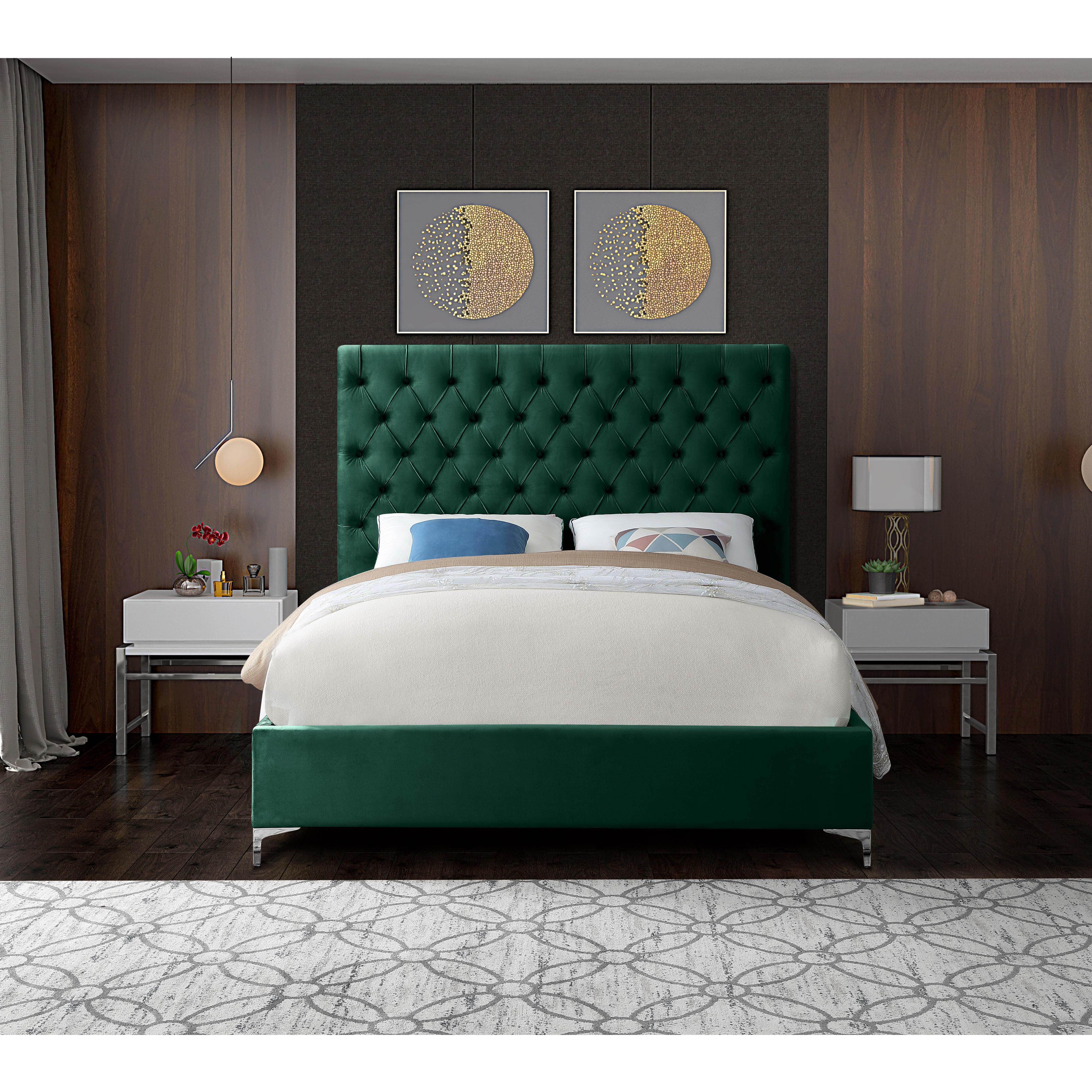 Meridian Cruz Green Velvet Full Bed