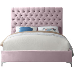 Meridian Cruz Pink Velvet Full Bed