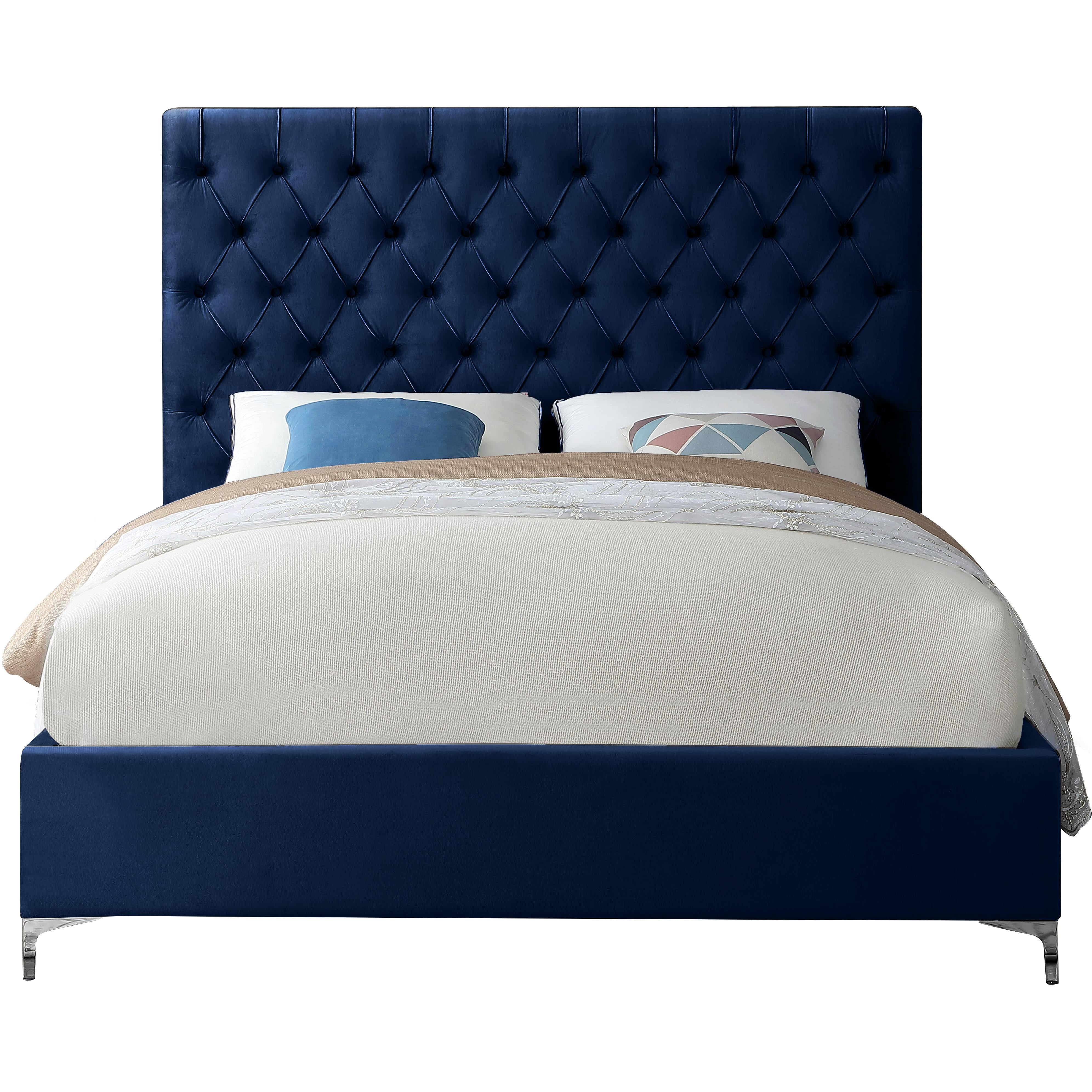 Meridian Cruz Navy Velvet King Bed