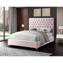 Meridian Cruz Pink Velvet King Bed