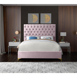 Meridian Cruz Pink Velvet King Bed