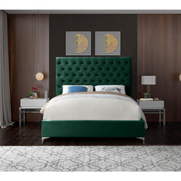 Meridian Cruz Green Velvet Queen Bed