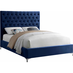 Meridian Cruz Navy Velvet Queen Bed