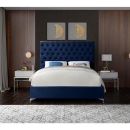 Meridian Cruz Navy Velvet Queen Bed