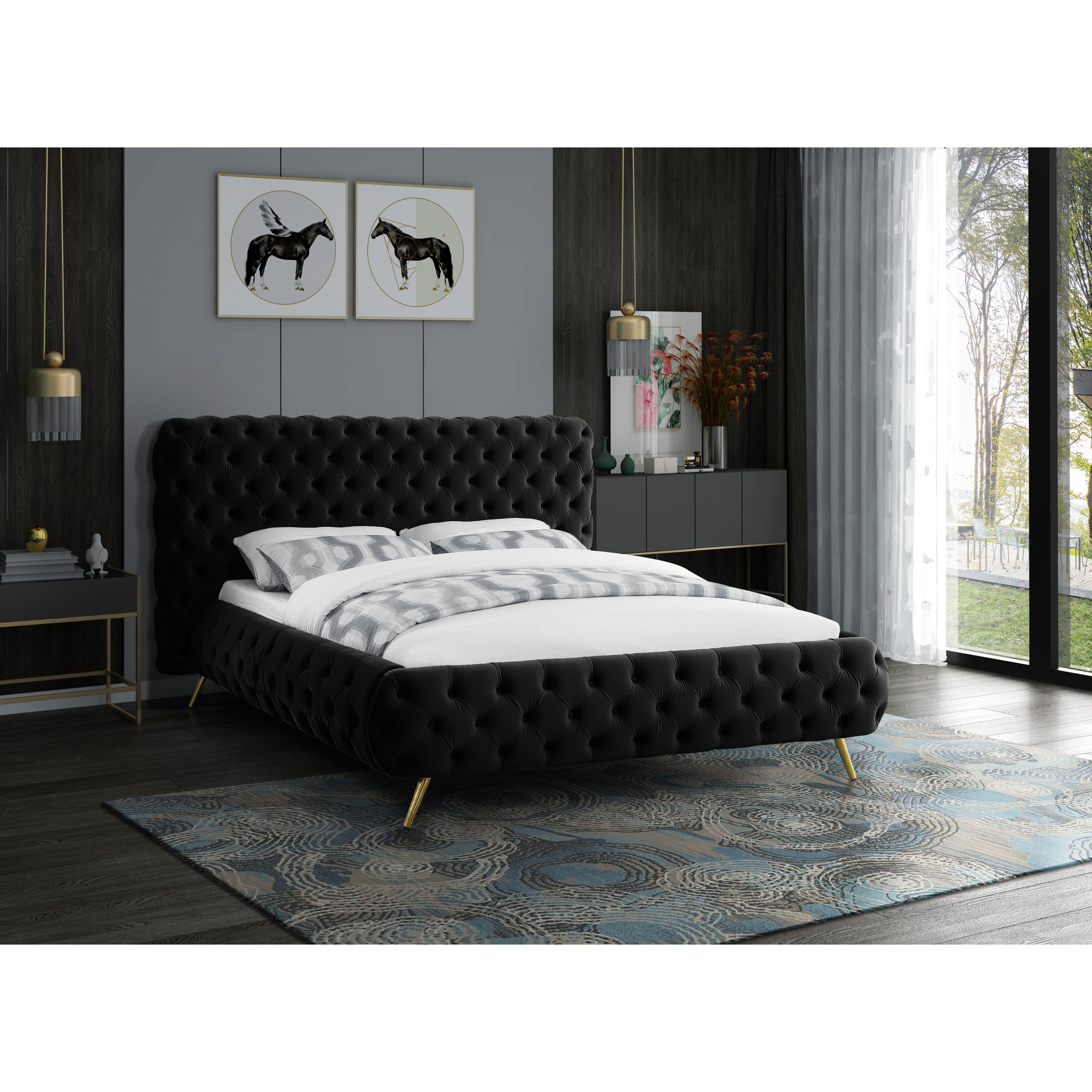 Meridian Delano Black Velvet King Bed