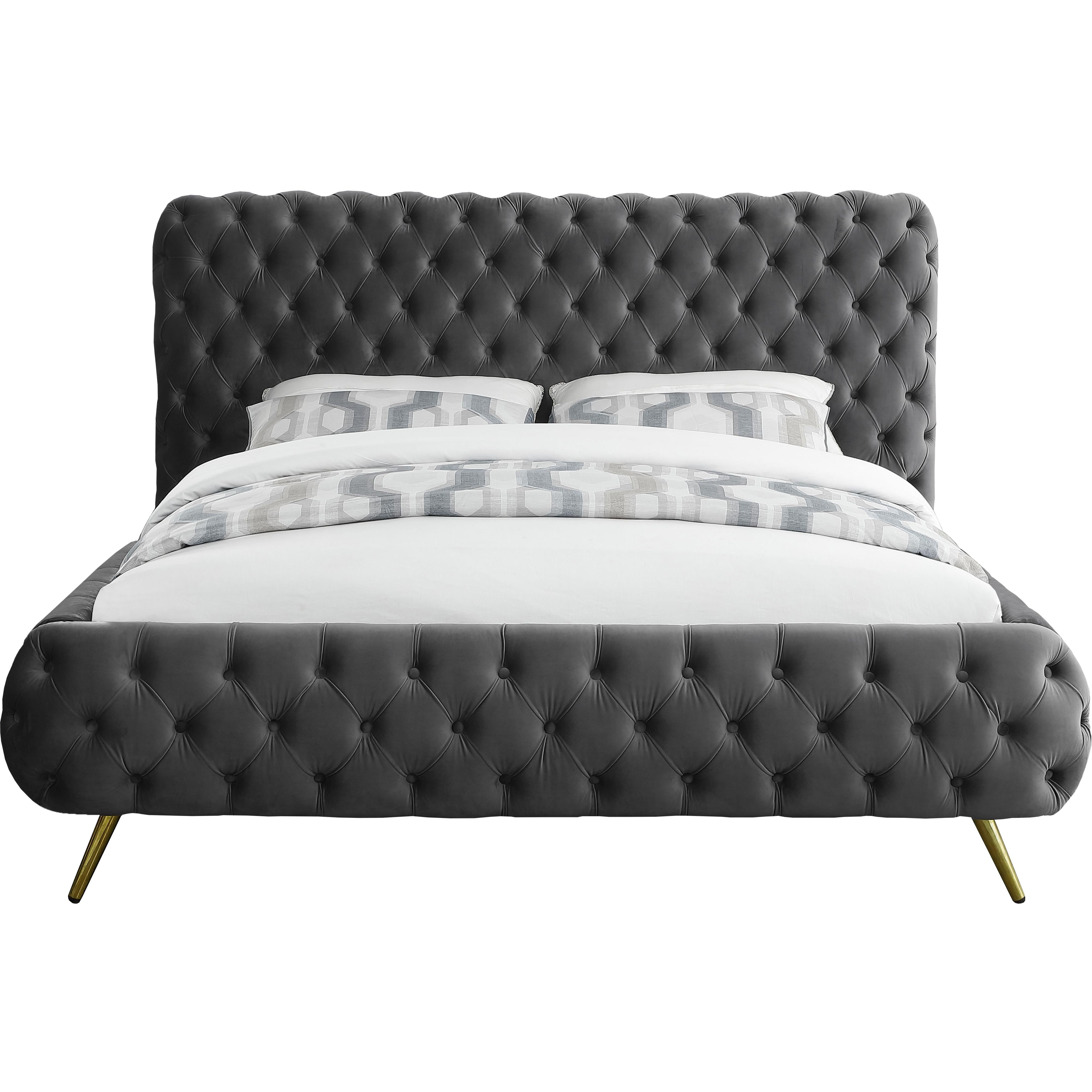 Meridian Delano Grey Velvet King Bed