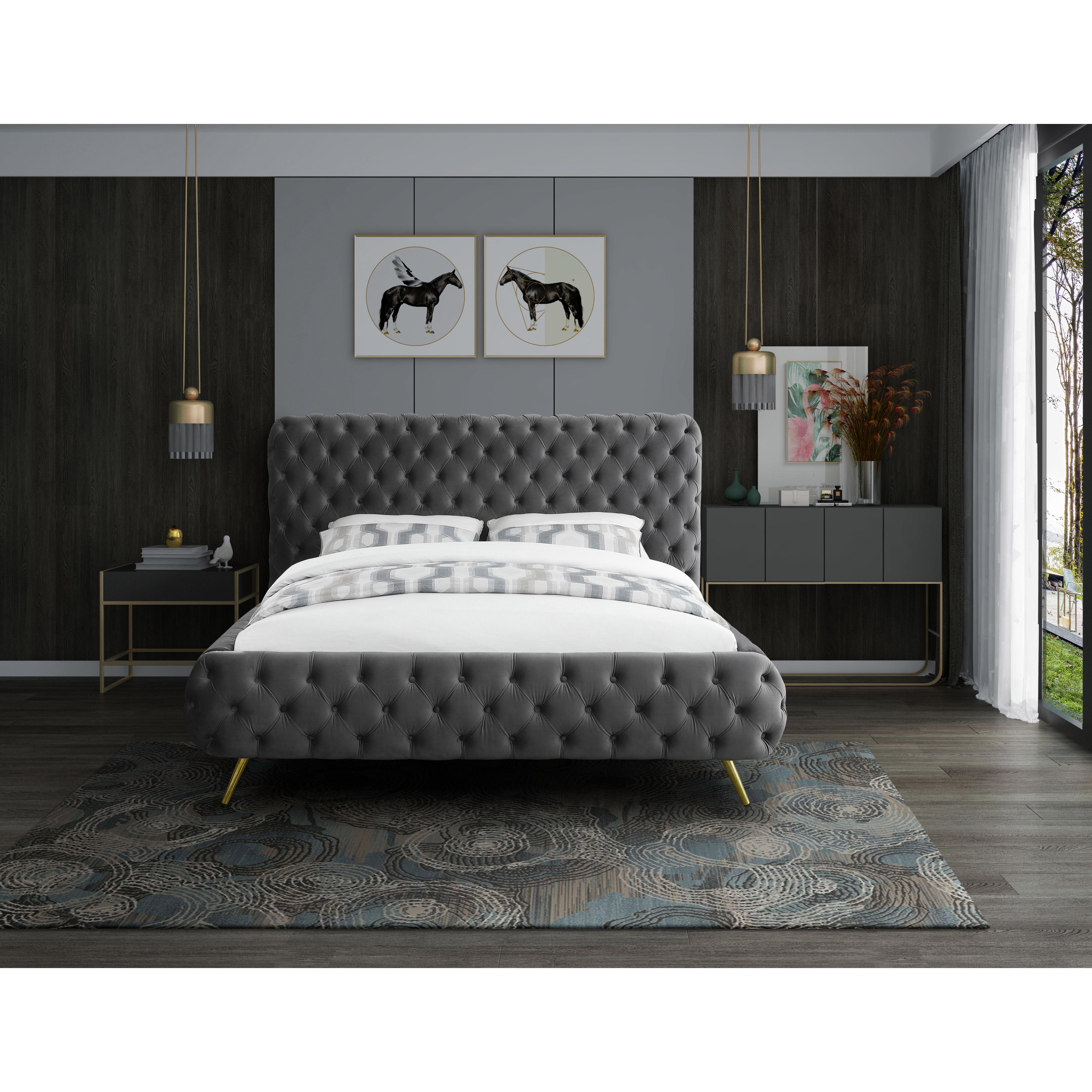 Meridian Delano Grey Velvet King Bed