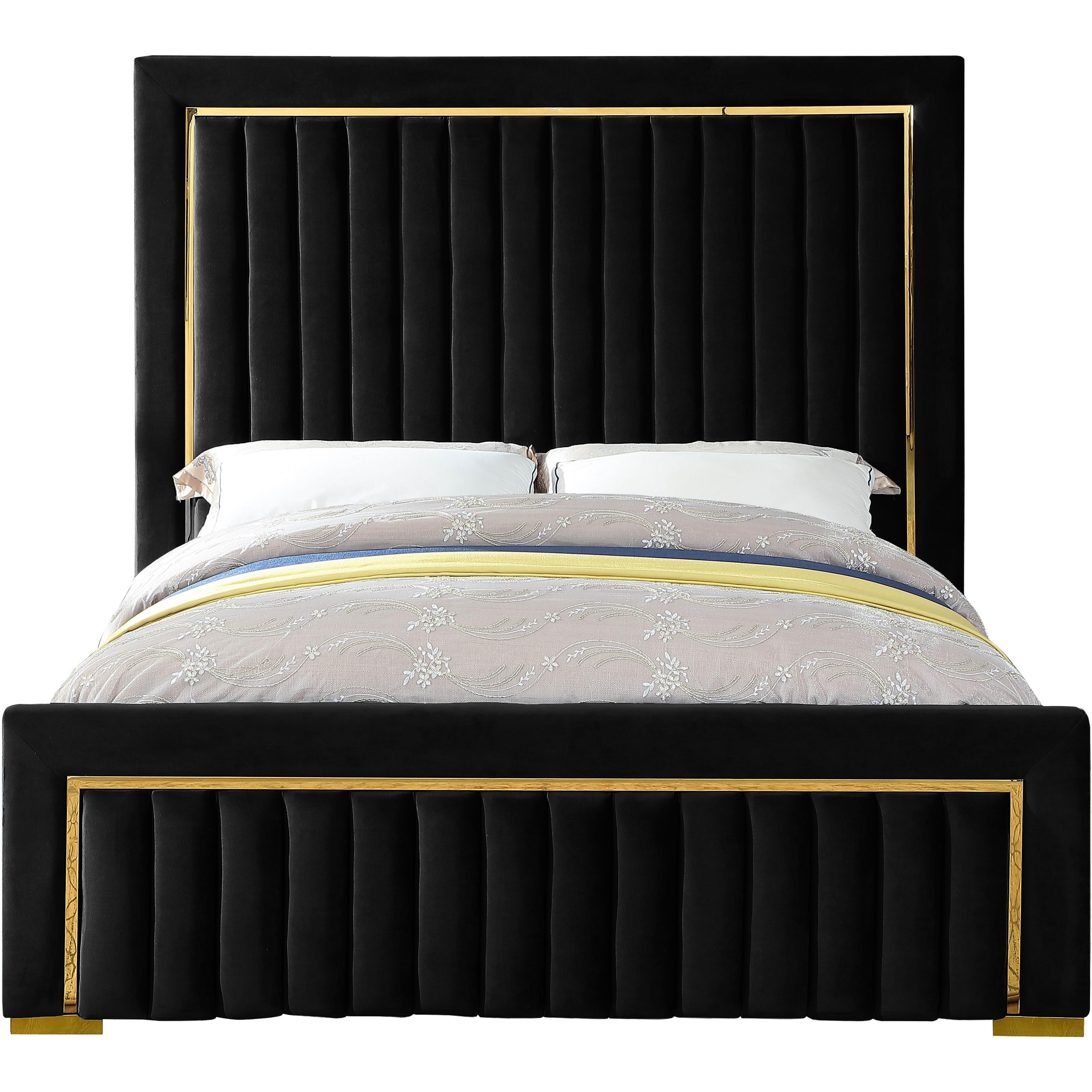 Meridian Dolce Black Velvet King Bed (3 Boxes)