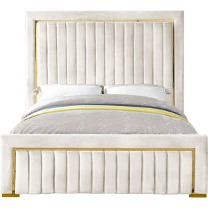 Meridian Dolce Cream Velvet King Bed (3 Boxes)