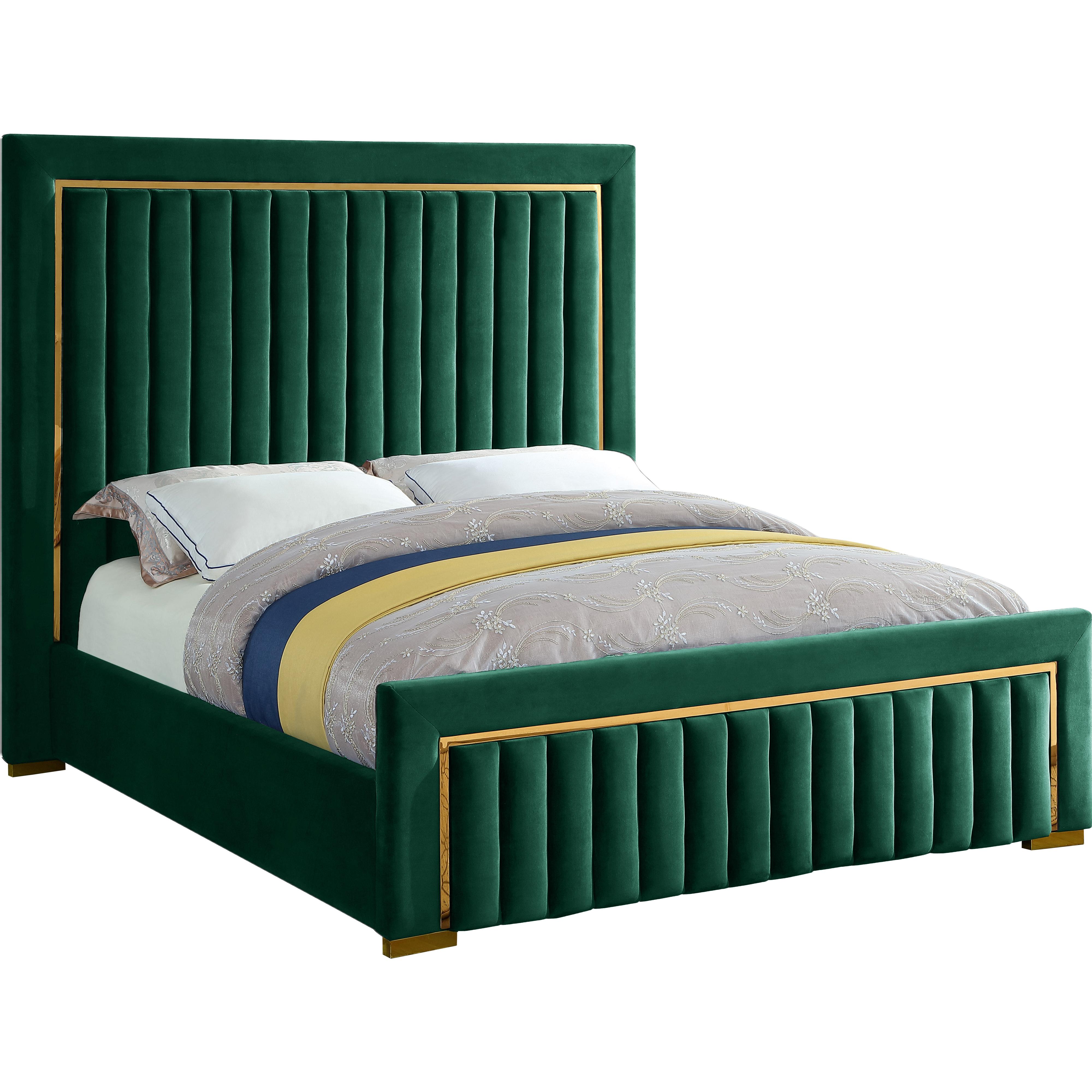 Meridian Dolce Green Velvet King Bed (3 Boxes)