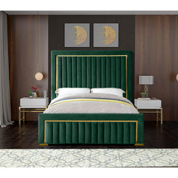 Meridian Dolce Green Velvet King Bed (3 Boxes)