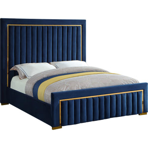 Meridian Dolce Navy Velvet King Bed (3 Boxes)
