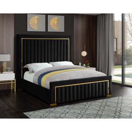 Meridian Dolce Black Velvet Queen Bed (3 Boxes)