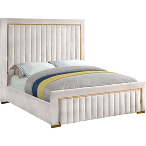 Meridian Dolce Cream Velvet Queen Bed (3 Boxes)