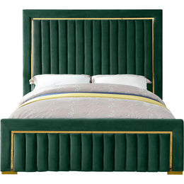 Meridian Dolce Green Velvet Queen Bed (3 Boxes)