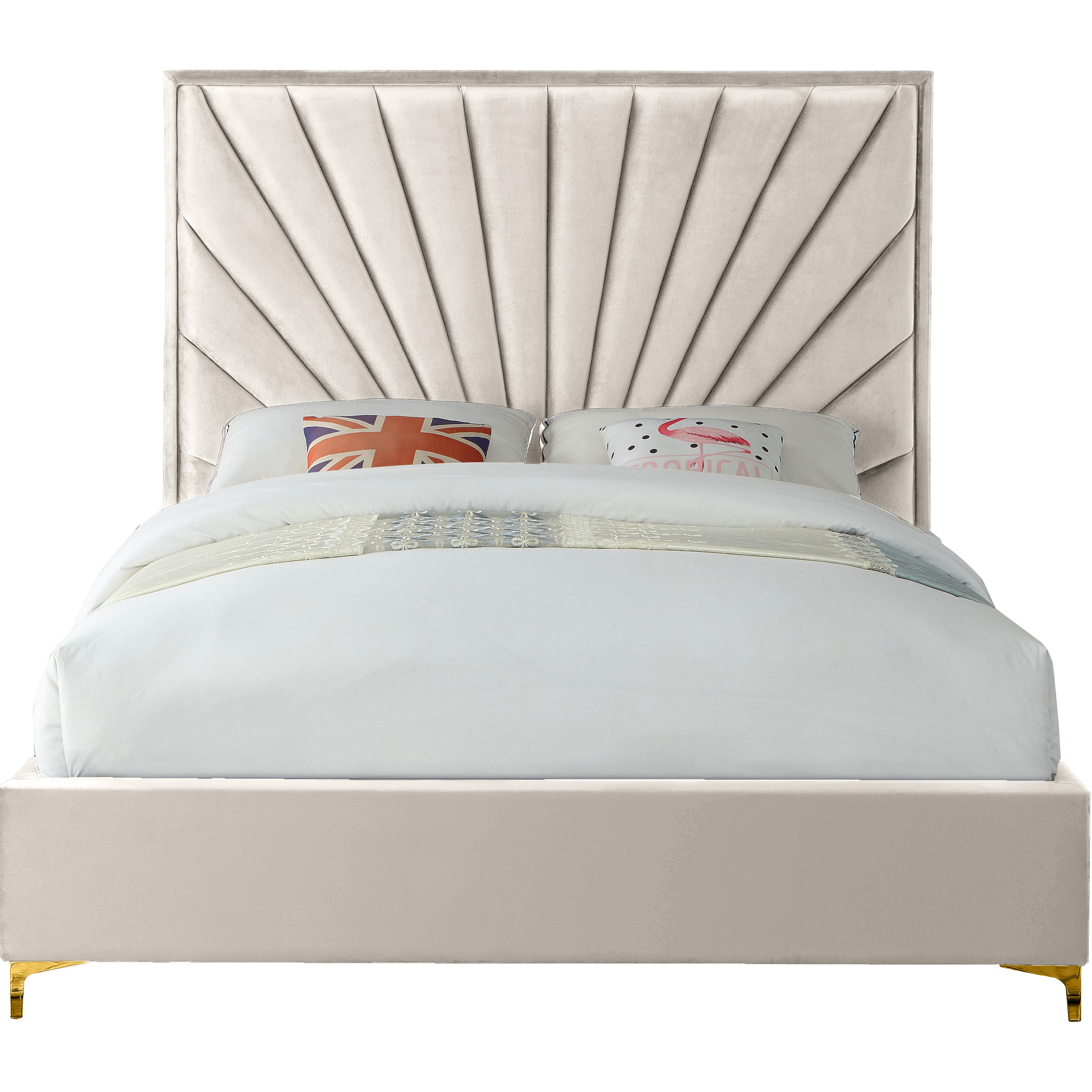 Meridian Eclipse Cream Velvet Queen Bed