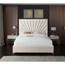 Meridian Eclipse Cream Velvet Full Bed