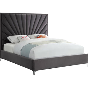 Meridian Eclipse Grey Velvet Full Bed