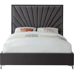 Meridian Eclipse Grey Velvet Full Bed