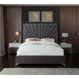 Meridian Eclipse Grey Velvet Full Bed
