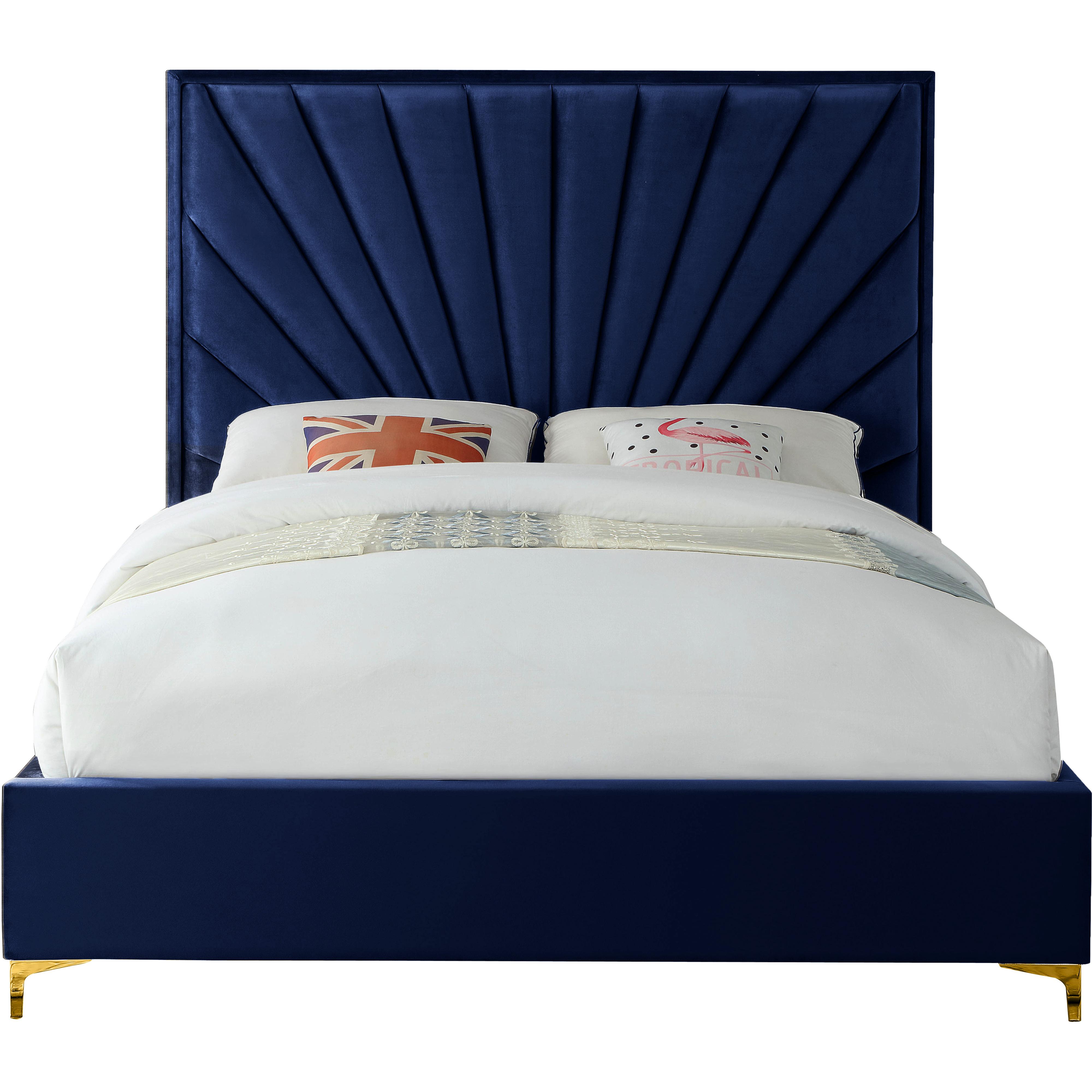 Meridian Eclipse Navy Velvet Full Bed
