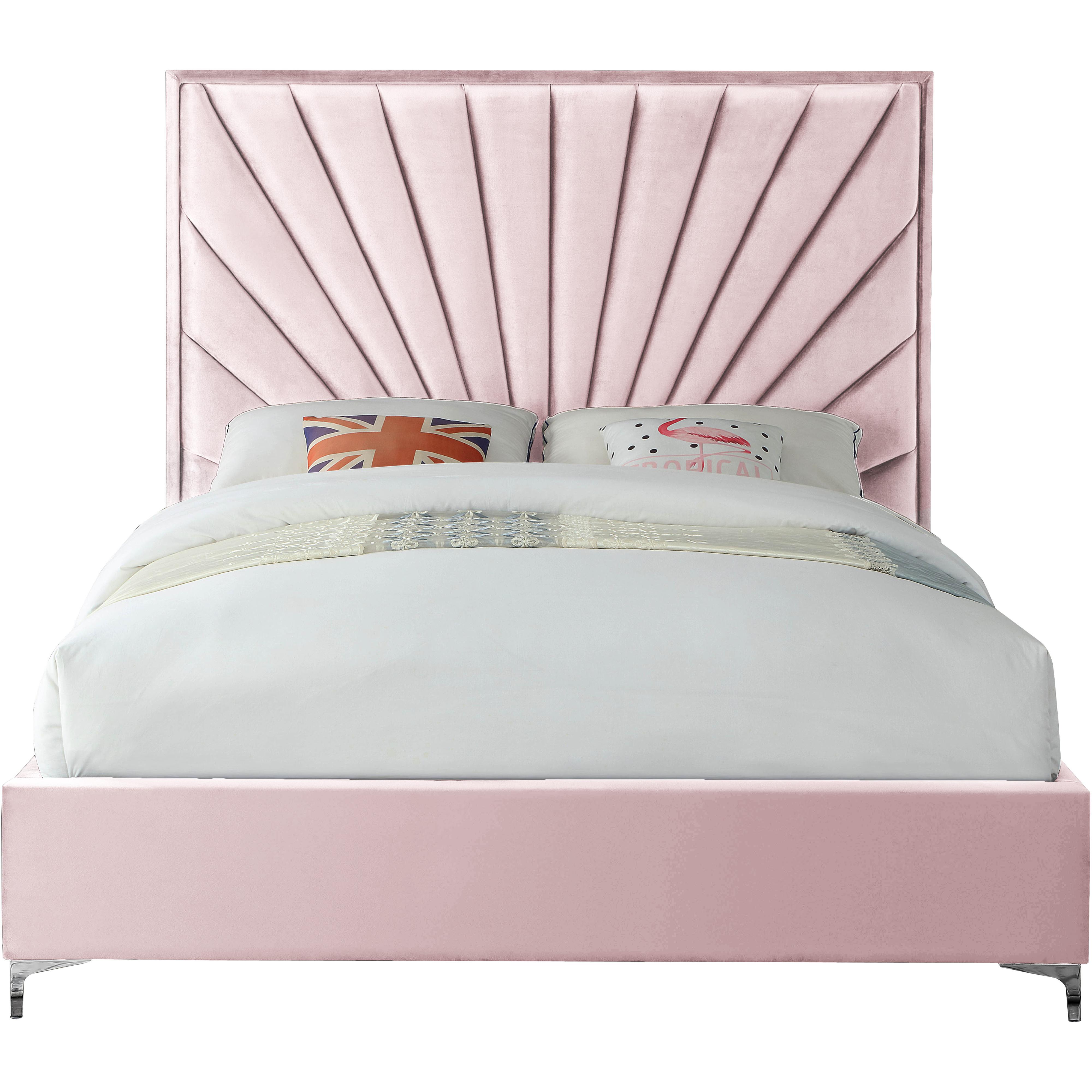 Meridian Eclipse Pink Velvet Full Bed