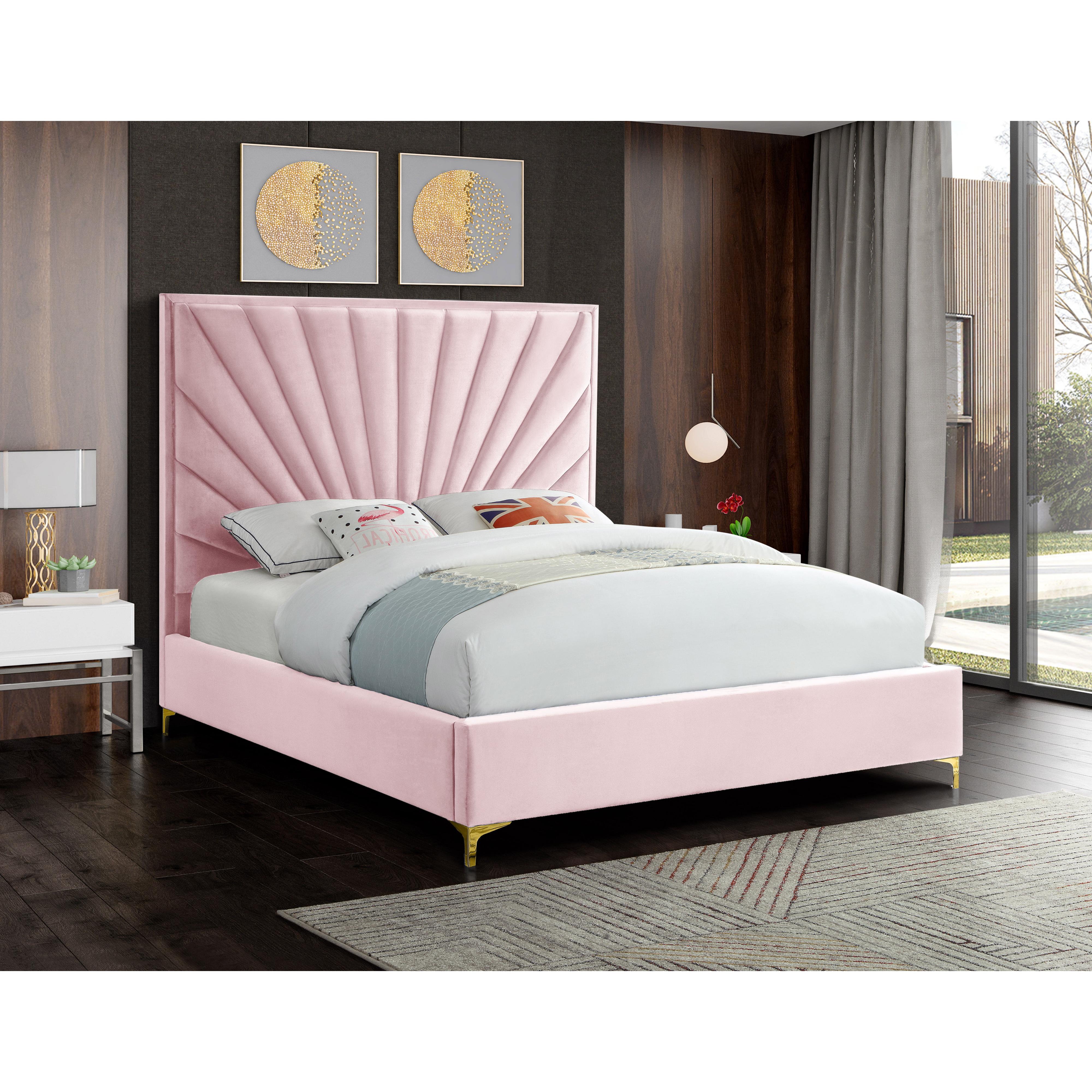 Meridian Eclipse Pink Velvet Full Bed