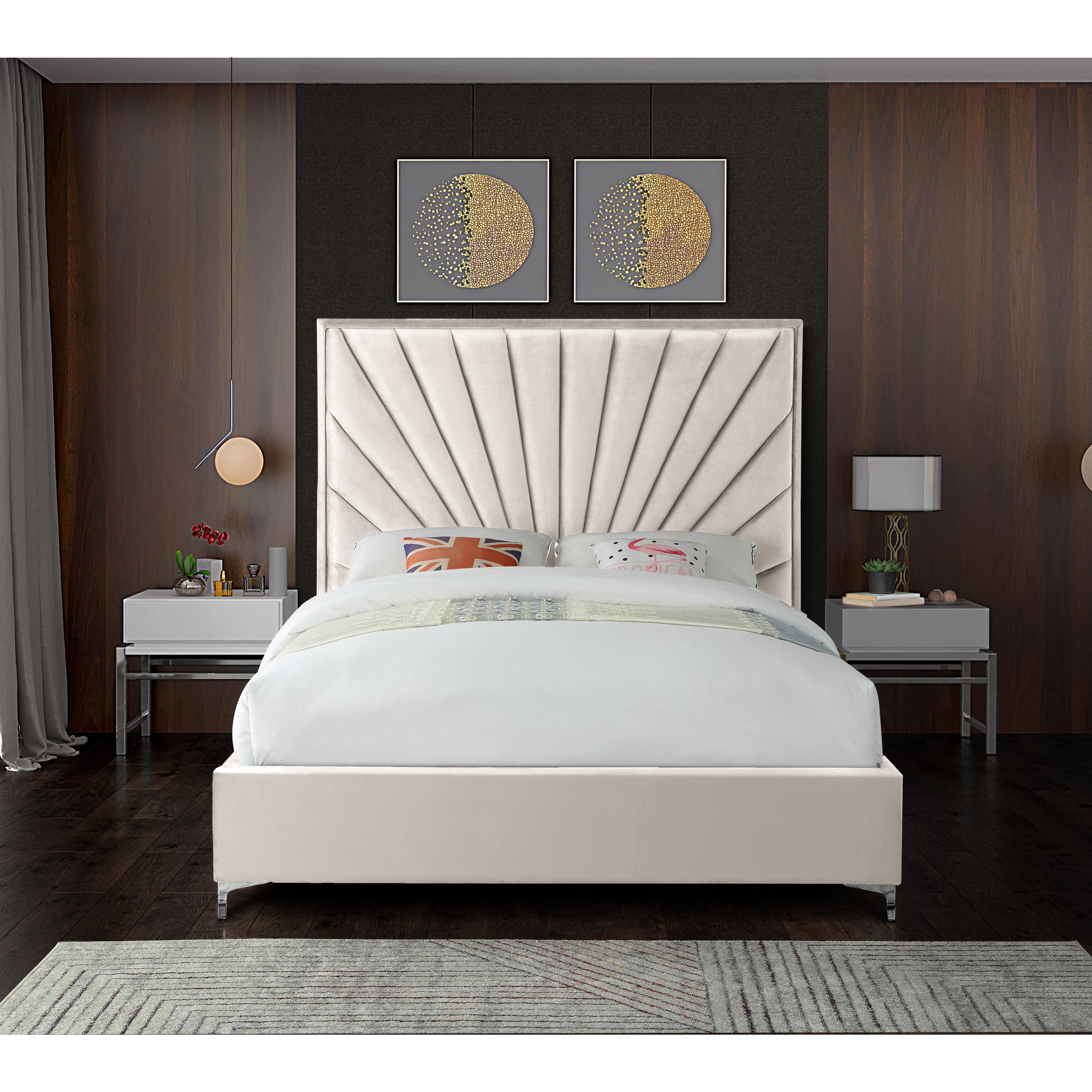 Meridian Eclipse Cream Velvet King Bed
