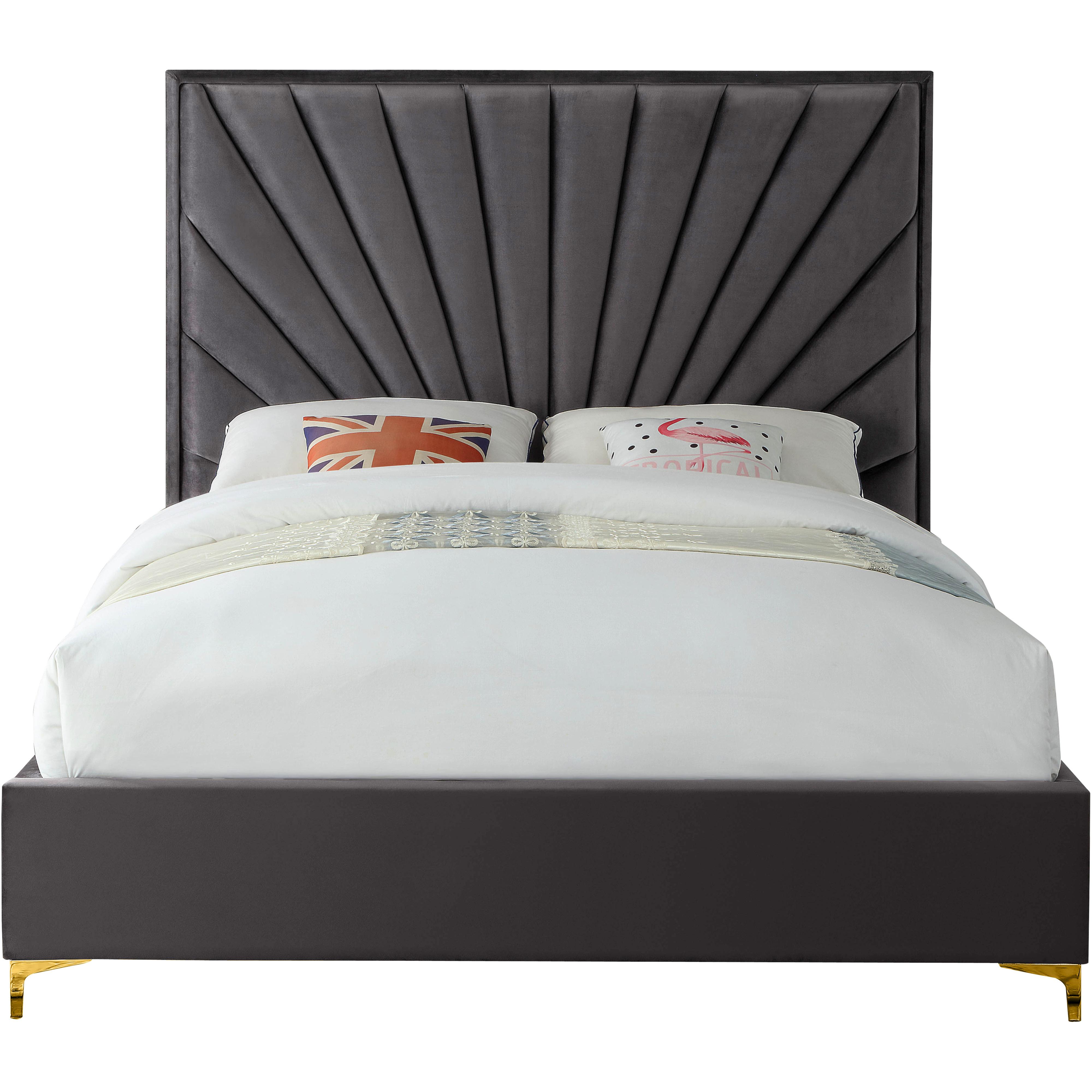 Meridian Eclipse Grey Velvet King Bed