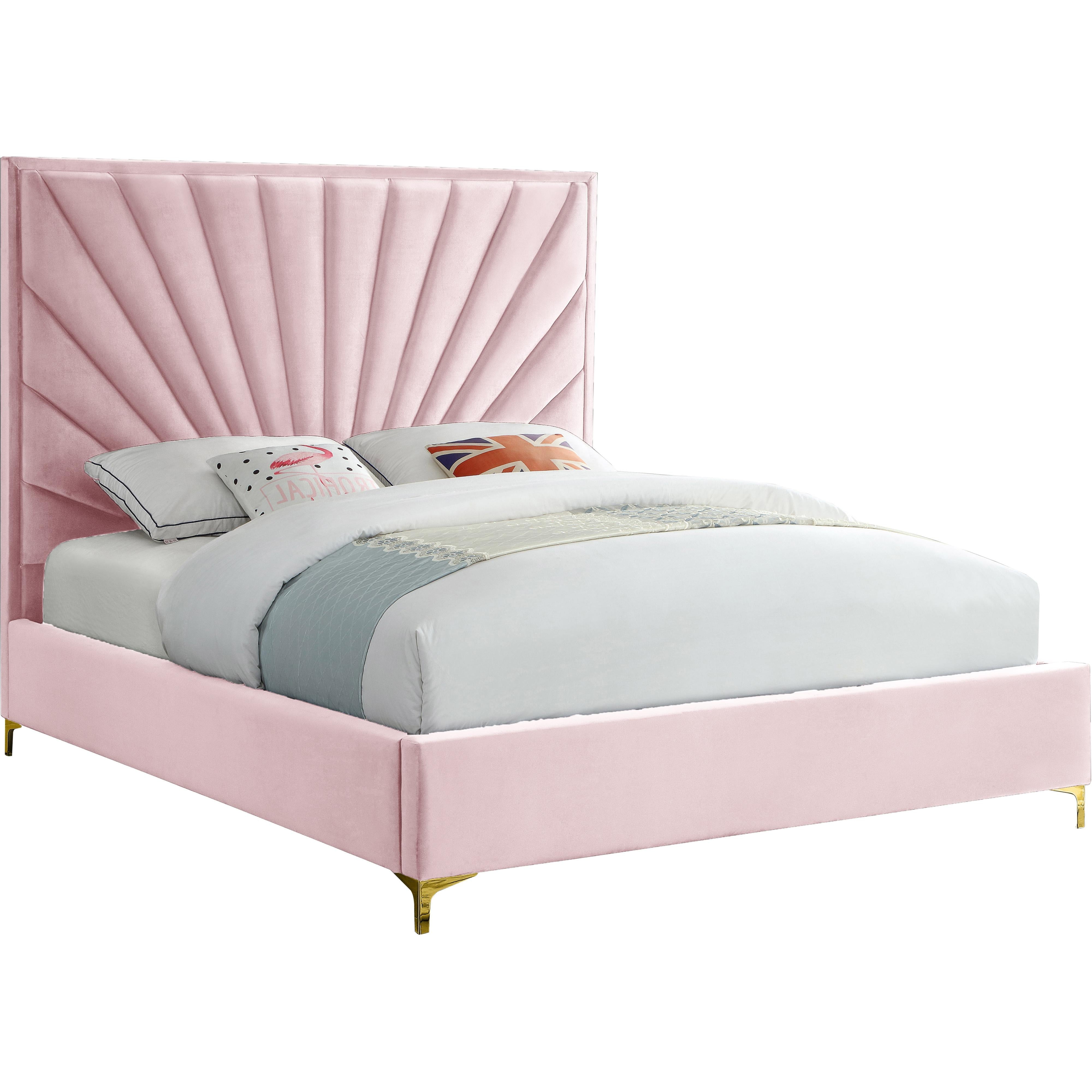 Meridian Eclipse Pink Velvet King Bed