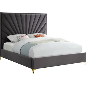 Meridian Eclipse Grey Velvet Queen Bed