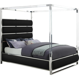 Meridian Encore Black Vegan Leather Queen Bed (4 Boxes)