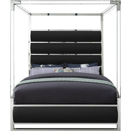 Meridian Encore Black Vegan Leather Queen Bed (4 Boxes)