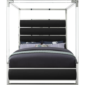 Meridian Encore Black Vegan Leather Queen Bed (4 Boxes)