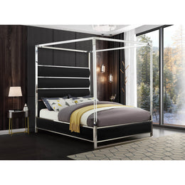 Meridian Encore Black Vegan Leather King Bed (4 Boxes)