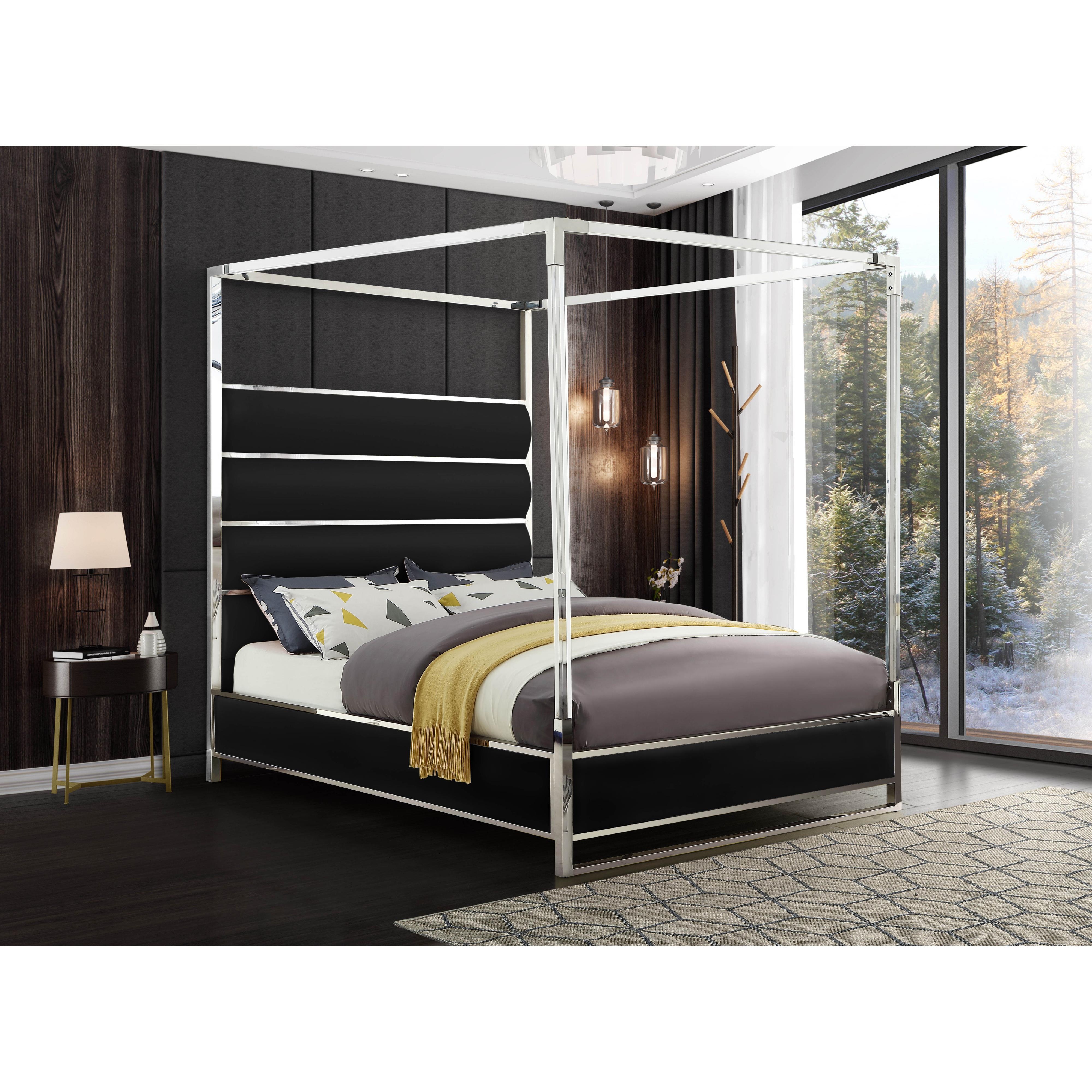 Meridian Encore Black Vegan Leather King Bed (4 Boxes)