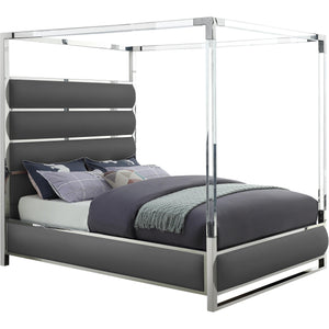 Meridian Encore Grey Vegan Leather Queen Bed (4 Boxes)