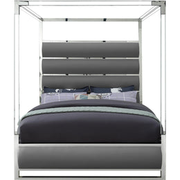 Meridian Encore Grey Vegan Leather Queen Bed (4 Boxes)