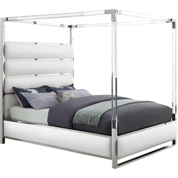 Meridian Encore White Vegan Leather Queen Bed (4 Boxes)