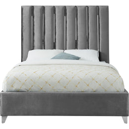 Meridian Enzo Grey Velvet Full Bed