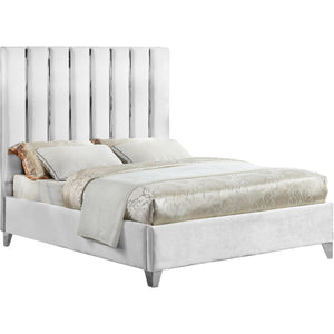Meridian Enzo White Velvet Full Bed