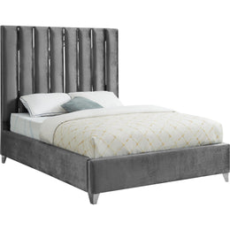 Meridian Enzo Grey Velvet King Bed