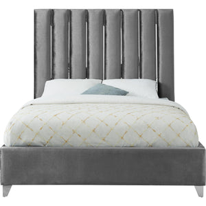 Meridian Enzo Grey Velvet King Bed