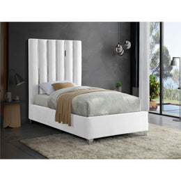 Meridian Enzo White Velvet Twin Bed