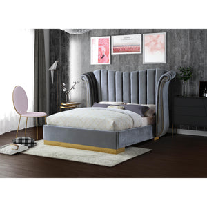 Meridian Flora Grey Velvet King Bed (3 Boxes)
