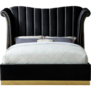 Meridian Flora Black Velvet Queen Bed (3 Boxes)